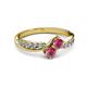 3 - Nicia Rhodolite Garnet with Side Diamonds Bypass Ring 