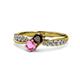4 - Nicia Red Garnet and Pink Sapphire with Side Diamonds Bypass Ring 