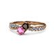 4 - Nicia Red Garnet and Pink Sapphire with Side Diamonds Bypass Ring 