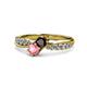 4 - Nicia Red Garnet and Pink Tourmaline with Side Diamonds Bypass Ring 