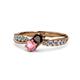 4 - Nicia Red Garnet and Pink Tourmaline with Side Diamonds Bypass Ring 