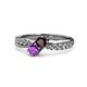 4 - Nicia Red Garnet and Amethyst with Side Diamonds Bypass Ring 