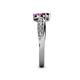 5 - Nicia Red Garnet and Amethyst with Side Diamonds Bypass Ring 