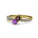 4 - Nicia Red Garnet and Amethyst with Side Diamonds Bypass Ring 