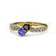 4 - Nicia Red Garnet and Tanzanite with Side Diamonds Bypass Ring 