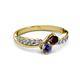3 - Nicia Red Garnet and Iolite with Side Diamonds Bypass Ring 