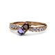 4 - Nicia Red Garnet and Iolite with Side Diamonds Bypass Ring 