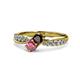 4 - Nicia Red and Rhodolite Garnet with Side Diamonds Bypass Ring 
