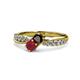 4 - Nicia Red Garnet and Ruby with Side Diamonds Bypass Ring 