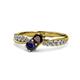 4 - Nicia Red Garnet and Blue Sapphire with Side Diamonds Bypass Ring 