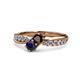 4 - Nicia Red Garnet and Blue Sapphire with Side Diamonds Bypass Ring 