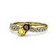 4 - Nicia Red Garnet and Yellow Sapphire with Side Diamonds Bypass Ring 
