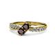 4 - Nicia Red Garnet with Side Diamonds Bypass Ring 
