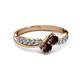 3 - Nicia Red Garnet with Side Diamonds Bypass Ring 
