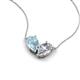 5 - Zemi 1.45 ctw Pear Shape Aquamarine and Moissanite (7x5 mm) Toi Et Moi Pendant Necklace 