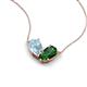5 - Zemi 1.40 ctw Pear Shape Aquamarine and Lab Grown Emerald (7x5 mm) Toi Et Moi Pendant Necklace 