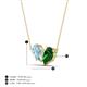 4 - Zemi 1.40 ctw Pear Shape Aquamarine and Lab Grown Emerald (7x5 mm) Toi Et Moi Pendant Necklace 