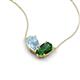 5 - Zemi 1.40 ctw Pear Shape Aquamarine and Lab Grown Emerald (7x5 mm) Toi Et Moi Pendant Necklace 