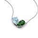 5 - Zemi 1.40 ctw Pear Shape Aquamarine and Lab Grown Emerald (7x5 mm) Toi Et Moi Pendant Necklace 