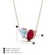 4 - Zemi 1.55 ctw Pear Shape Aquamarine and Lab Grown Ruby (7x5 mm) Toi Et Moi Pendant Necklace 