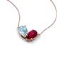 5 - Zemi 1.55 ctw Pear Shape Aquamarine and Lab Grown Ruby (7x5 mm) Toi Et Moi Pendant Necklace 