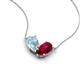 5 - Zemi 1.55 ctw Pear Shape Aquamarine and Lab Grown Ruby (7x5 mm) Toi Et Moi Pendant Necklace 