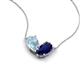 5 - Zemi 1.50 ctw Pear Shape Aquamarine and Lab Grown Blue Sapphire (7x5 mm) Toi Et Moi Pendant Necklace 
