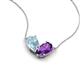 5 - Zemi 1.25 ctw Pear Shape Aquamarine and Amethyst (7x5 mm) Toi Et Moi Pendant Necklace 