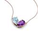5 - Zemi 1.25 ctw Pear Shape Aquamarine and Amethyst (7x5 mm) Toi Et Moi Pendant Necklace 