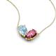 5 - Zemi 1.30 ctw Pear Shape Aquamarine and Pink Tourmaline (7x5 mm) Toi Et Moi Pendant Necklace 