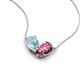 5 - Zemi 1.30 ctw Pear Shape Aquamarine and Pink Tourmaline (7x5 mm) Toi Et Moi Pendant Necklace 
