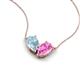 5 - Zemi 1.50 ctw Pear Shape Aquamarine and Lab Grown Pink Sapphire (7x5 mm) Toi Et Moi Pendant Necklace 