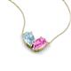 5 - Zemi 1.50 ctw Pear Shape Aquamarine and Lab Grown Pink Sapphire (7x5 mm) Toi Et Moi Pendant Necklace 