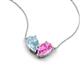 5 - Zemi 1.50 ctw Pear Shape Aquamarine and Lab Grown Pink Sapphire (7x5 mm) Toi Et Moi Pendant Necklace 
