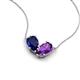 5 - Zemi 1.55 ctw Pear Shape Lab Grown Blue Sapphire and Amethyst (7x5 mm) Toi Et Moi Pendant Necklace 