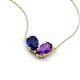 5 - Zemi 1.55 ctw Pear Shape Lab Grown Blue Sapphire and Amethyst (7x5 mm) Toi Et Moi Pendant Necklace 