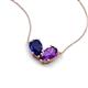 5 - Zemi 1.55 ctw Pear Shape Lab Grown Blue Sapphire and Amethyst (7x5 mm) Toi Et Moi Pendant Necklace 