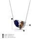 4 - Zemi 1.55 ctw Pear Shape Lab Grown Blue Sapphire and Smoky Quartz (7x5 mm) Toi Et Moi Pendant Necklace 