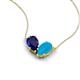 5 - Zemi 1.25 ctw Pear Shape Lab Grown Blue Sapphire and Turquoise (7x5 mm) Toi Et Moi Pendant Necklace 