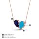 4 - Zemi 1.25 ctw Pear Shape Lab Grown Blue Sapphire and Turquoise (7x5 mm) Toi Et Moi Pendant Necklace 