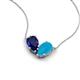 5 - Zemi 1.25 ctw Pear Shape Lab Grown Blue Sapphire and Turquoise (7x5 mm) Toi Et Moi Pendant Necklace 