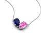 5 - Zemi 1.80 ctw Pear Lab Grown Blue Sapphire and Lab Grown Pink Sapphire (7x5 mm) Toi Et Moi Pendant Necklace 