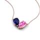 5 - Zemi 1.80 ctw Pear Lab Grown Blue Sapphire and Lab Grown Pink Sapphire (7x5 mm) Toi Et Moi Pendant Necklace 