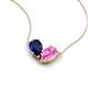 5 - Zemi 1.80 ctw Pear Lab Grown Blue Sapphire and Lab Grown Pink Sapphire (7x5 mm) Toi Et Moi Pendant Necklace 