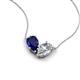 5 - Zemi 1.70 ctw Pear Shape Lab Grown Blue Sapphire and GIA Certified Natural Diamond (7x5 mm) Toi Et Moi Pendant Necklace 