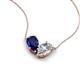 5 - Zemi 1.75 ctw Pear Shape Lab Grown Blue Sapphire and Moissanite (7x5 mm) Toi Et Moi Pendant Necklace 