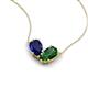5 - Zemi 1.70 ctw Pear Shape Lab Grown Blue Sapphire and Lab Grown Emerald (7x5 mm) Toi Et Moi Pendant Necklace 