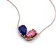 5 - Zemi 1.60 ctw Pear Shape Lab Grown Blue Sapphire and Pink Tourmaline (7x5 mm) Toi Et Moi Pendant Necklace 