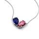 5 - Zemi 1.60 ctw Pear Shape Lab Grown Blue Sapphire and Pink Tourmaline (7x5 mm) Toi Et Moi Pendant Necklace 