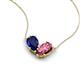 5 - Zemi 1.60 ctw Pear Shape Lab Grown Blue Sapphire and Pink Tourmaline (7x5 mm) Toi Et Moi Pendant Necklace 